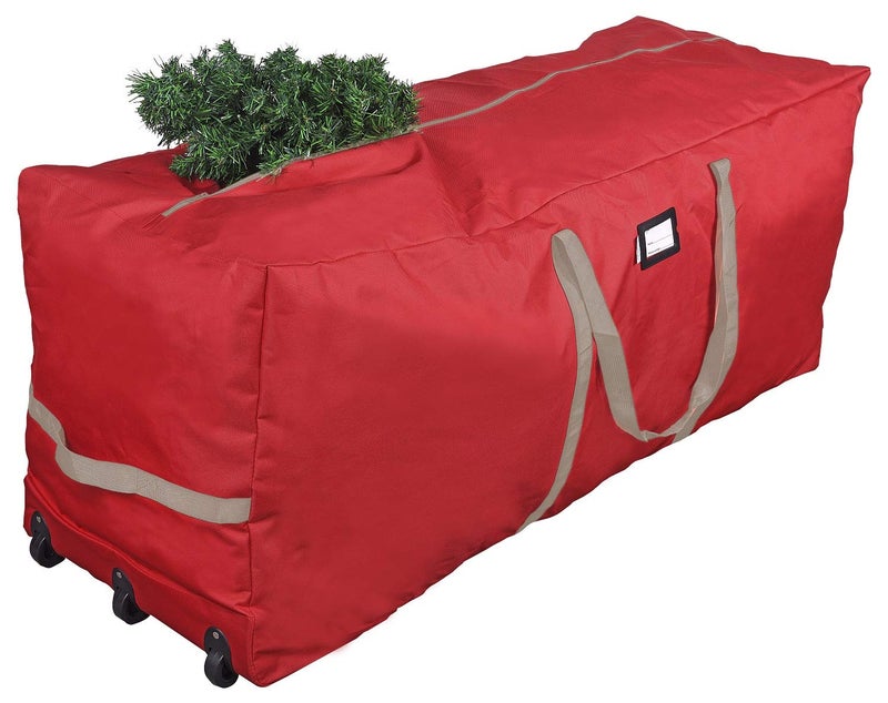 ProPik Rolling Christmas Tree Storage Bag, Fits Up to 9 ft. Xmas Tree, 28"x 16"x 60", Extra Large Heavy Duty Storage Container with Wheels and Handles, 600D Oxford (Red) - Image 1